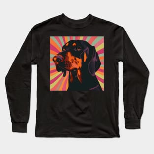 Black and Tan Coonhound in 70's Long Sleeve T-Shirt